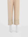 Women Beige Cotton Silk Embroidered Trouser - OWESP-2301031-2