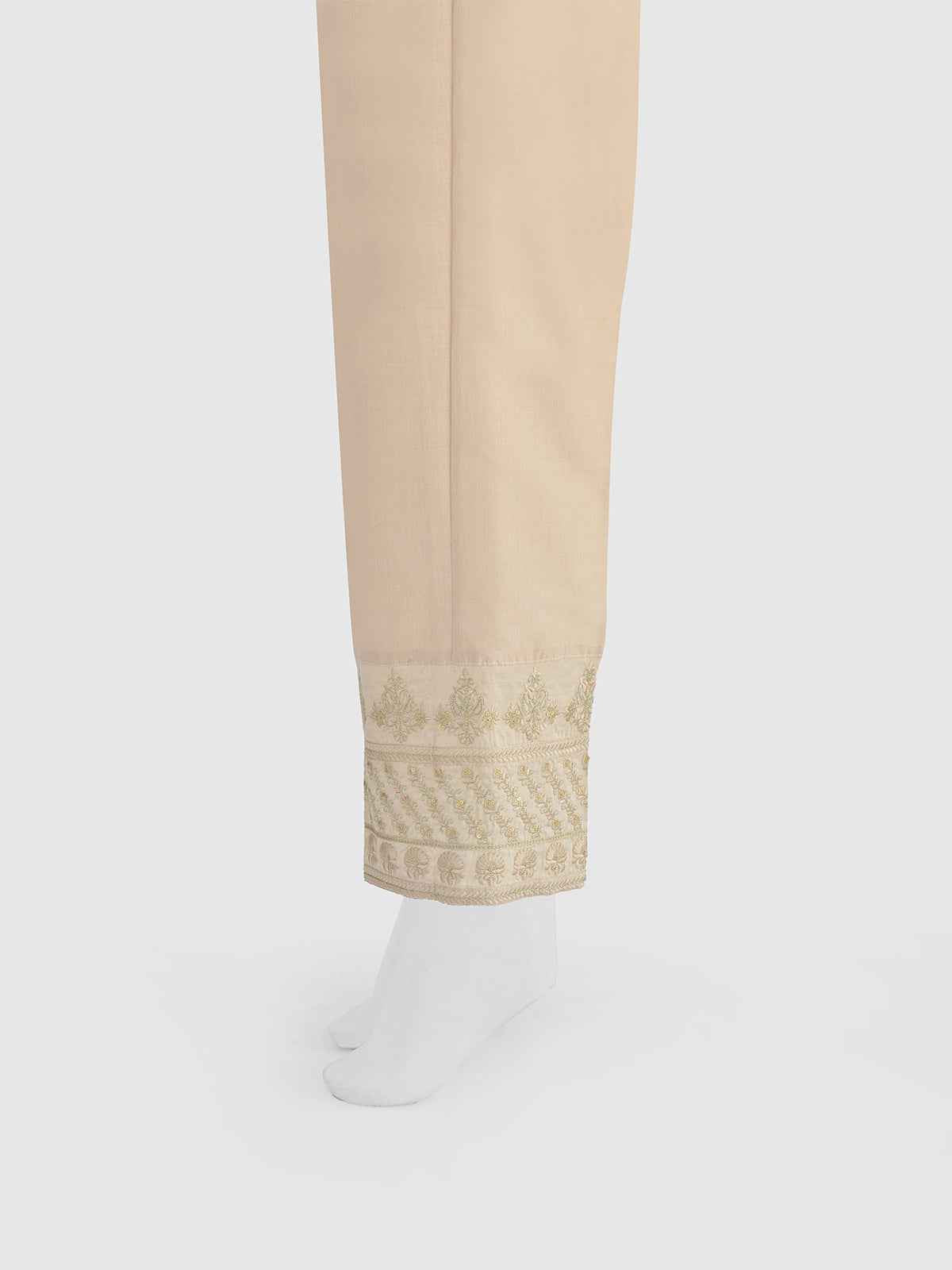 Women Beige Cotton Silk Embroidered Trouser - OWESP-2301031-2