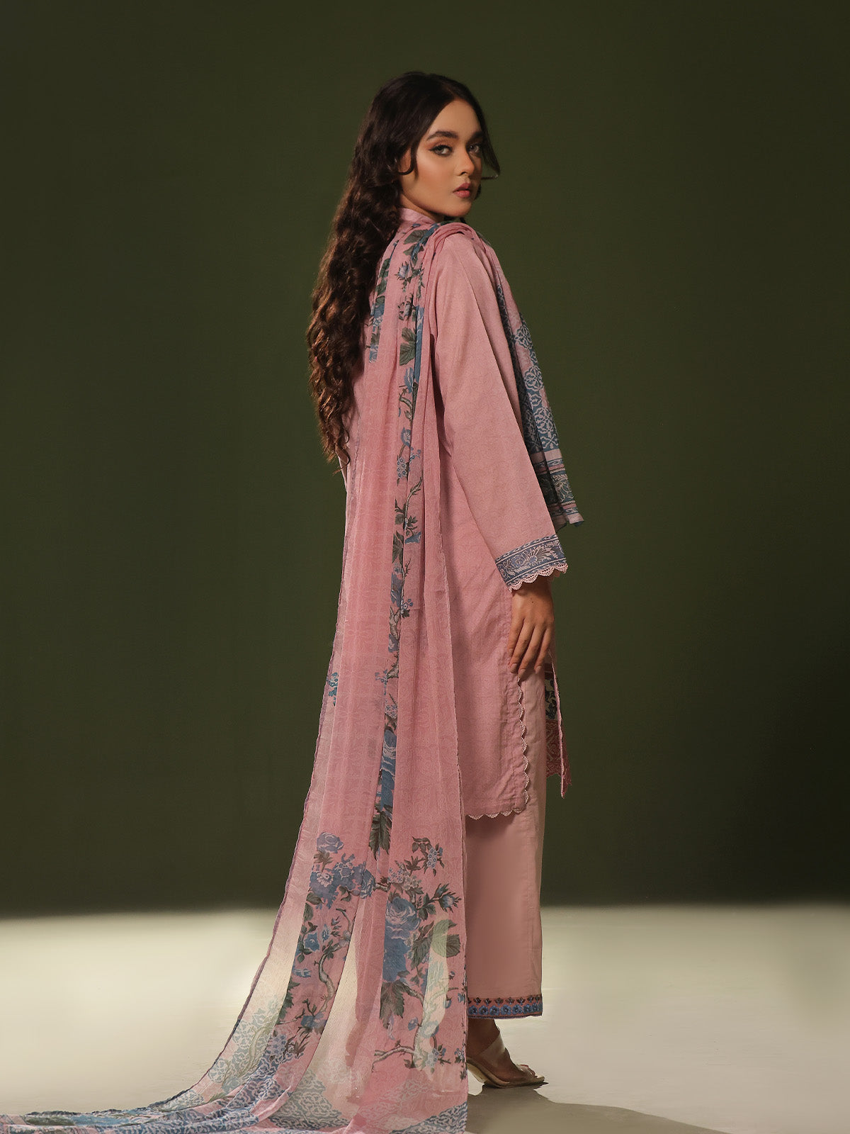 3Pc Embroidered Unstitched Cambric Pink - OCCE3P-6266-B