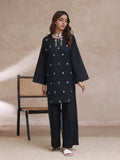 2Pc Embroidered Pret Shirt Trouser Cambric Black - OWE2P-2503021