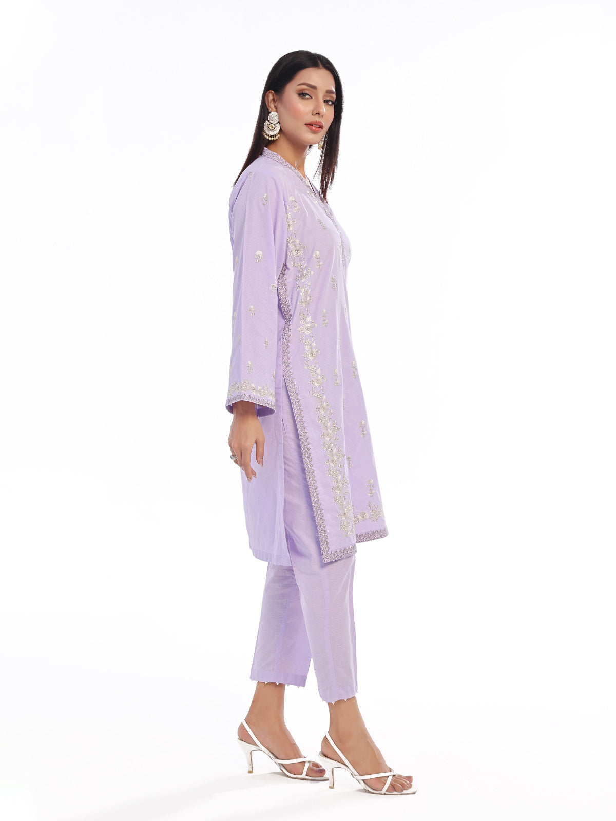 2Pc Embroidered Pret Shirt Trouser Dobby Lilac - OWE2P-2405018