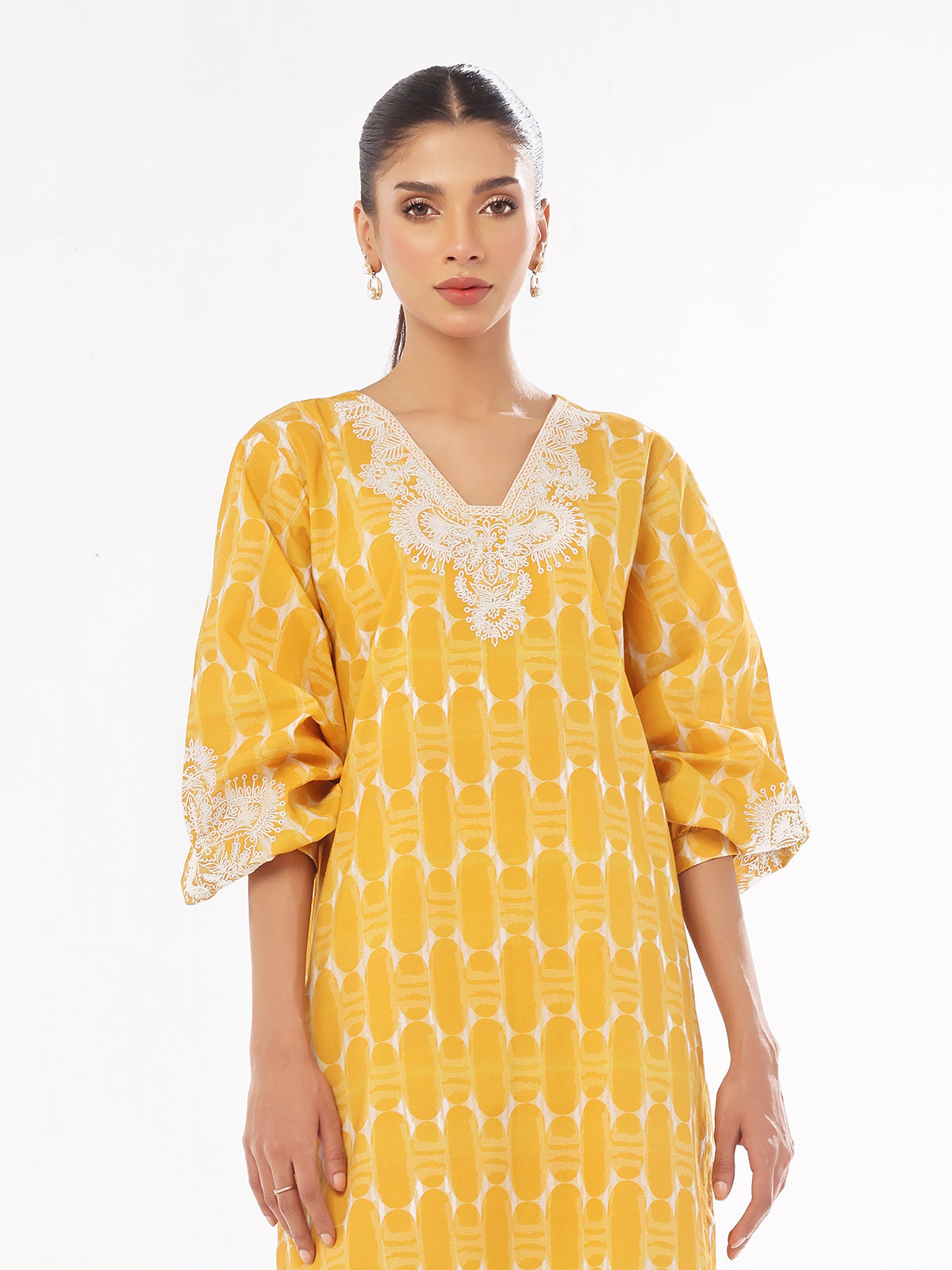 2Pc Embroidered Pret Shirt Trouser Lawn Mustard - OWE2P-2412014