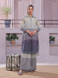 2Pc Printed Unstitched Shirt Trouser Lawn Beige & Blue - OL2PT-6355-B