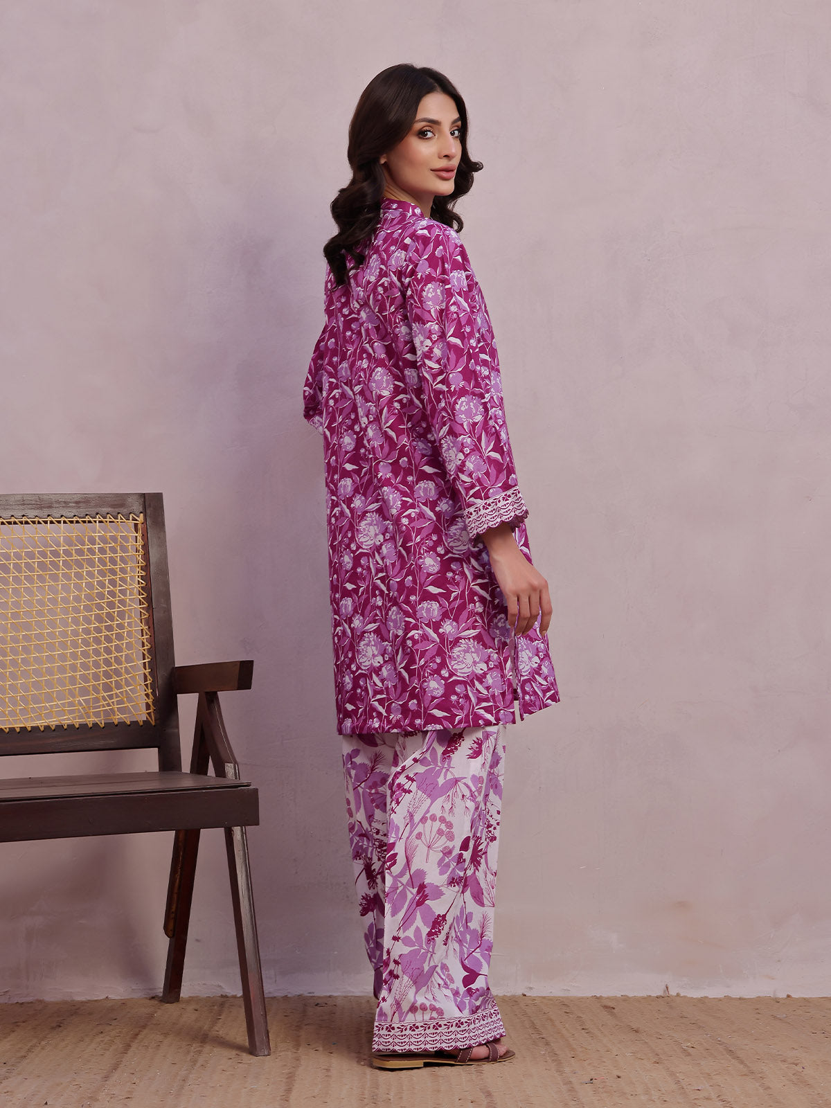 2Pc Printed Pret Shirt Trouser Lawn Magenta - OW2P-2505024