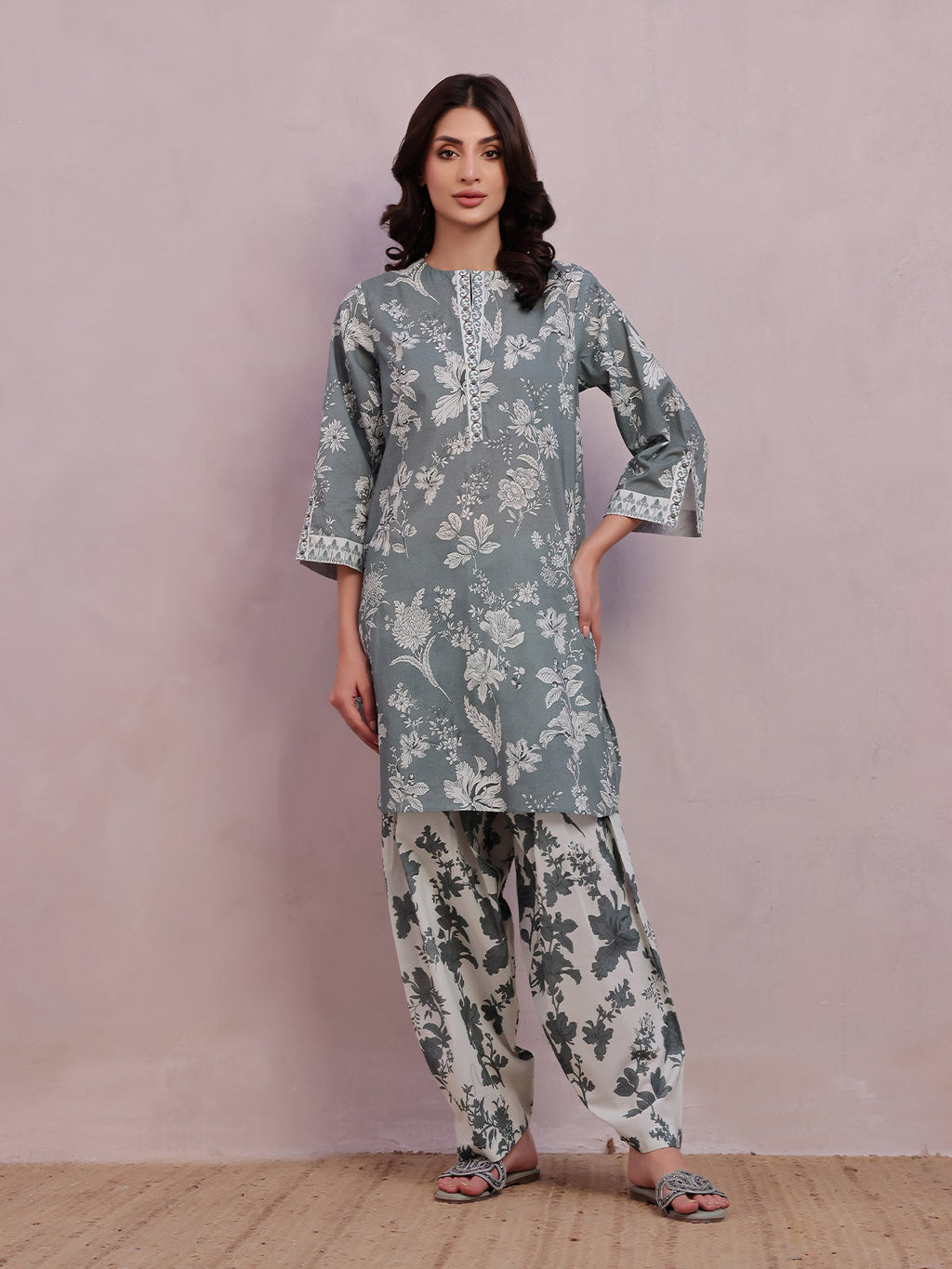 1Pc Printed Pret Kurti Lawn Green - OWKT-2505028