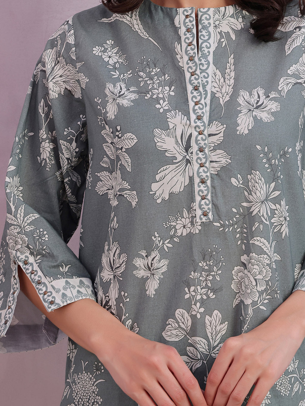 1Pc Printed Pret Kurti Lawn Green - OWKT-2505028
