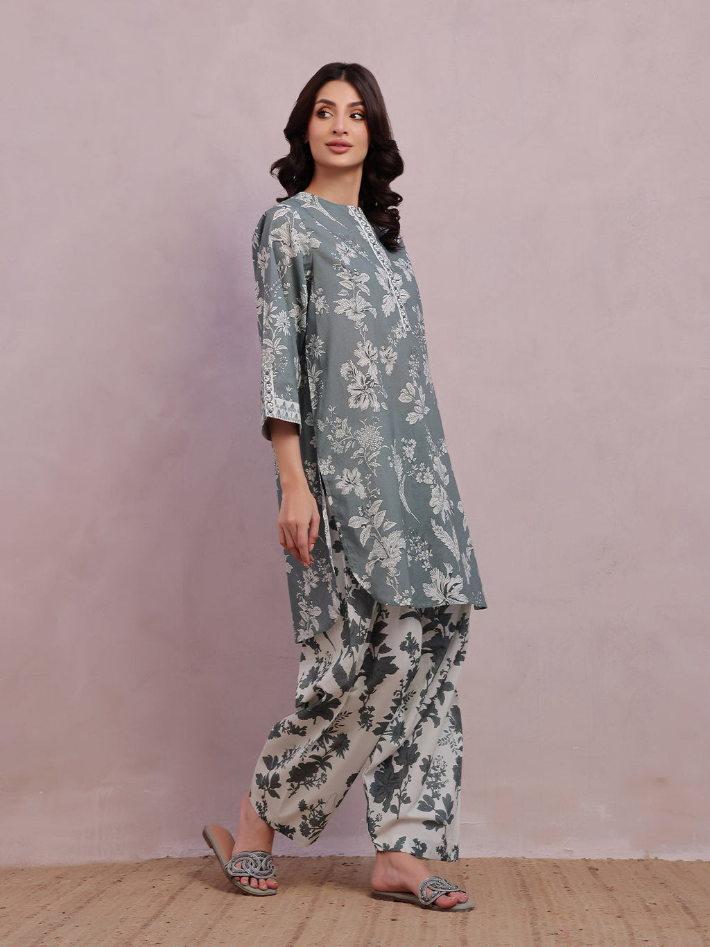 1Pc Printed Pret Kurti Lawn Green - OWKT-2505028
