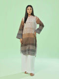 1Pc Printed Pret & Unstitched Kurti Lawn Beige & Brown