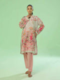 1Pc Printed Pret & Unstitched Kurti Lawn Beige & Peach