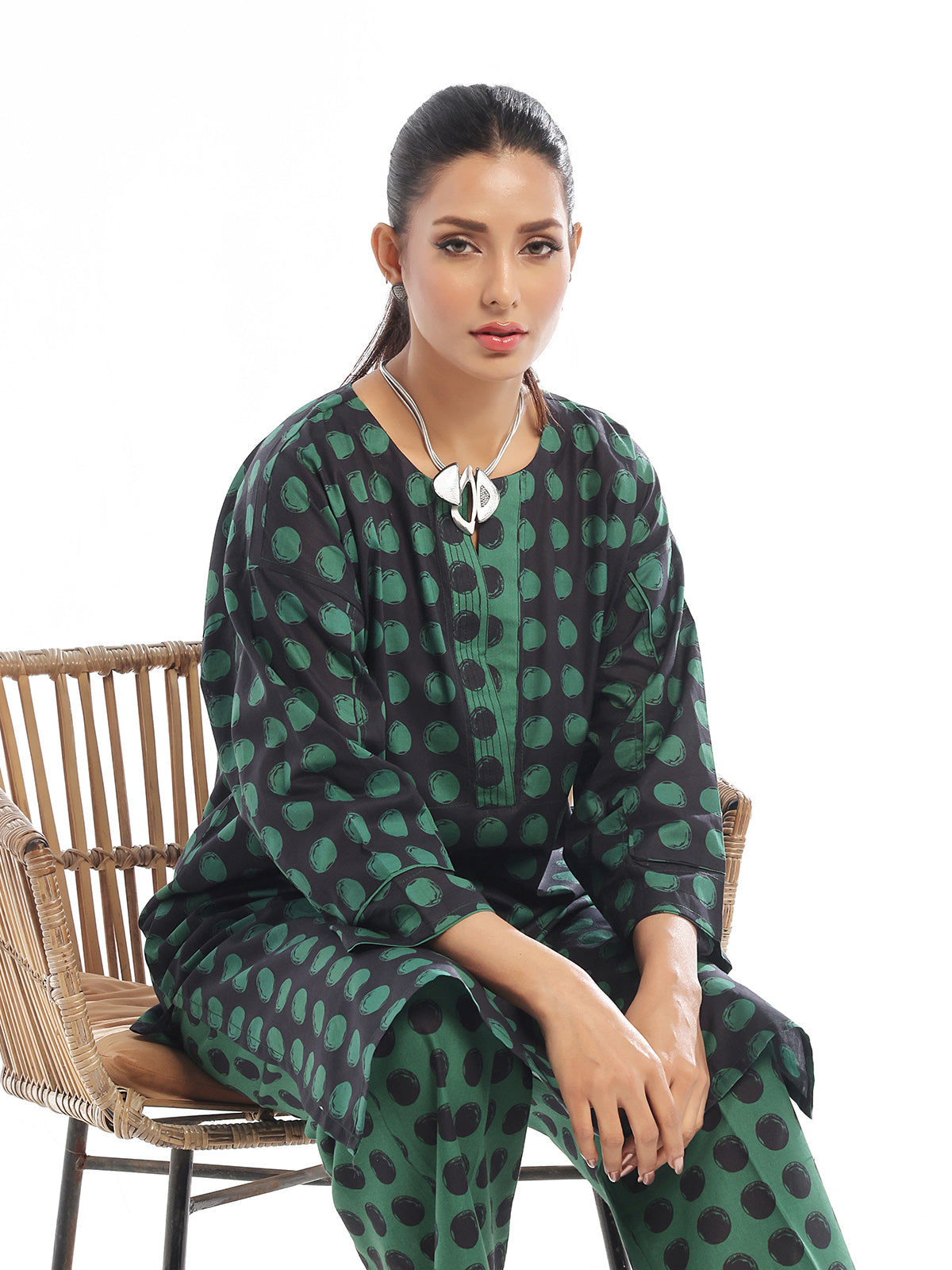 2PCs Printed Unstitched Swiss Lawn Green - OL2PT-6192-A