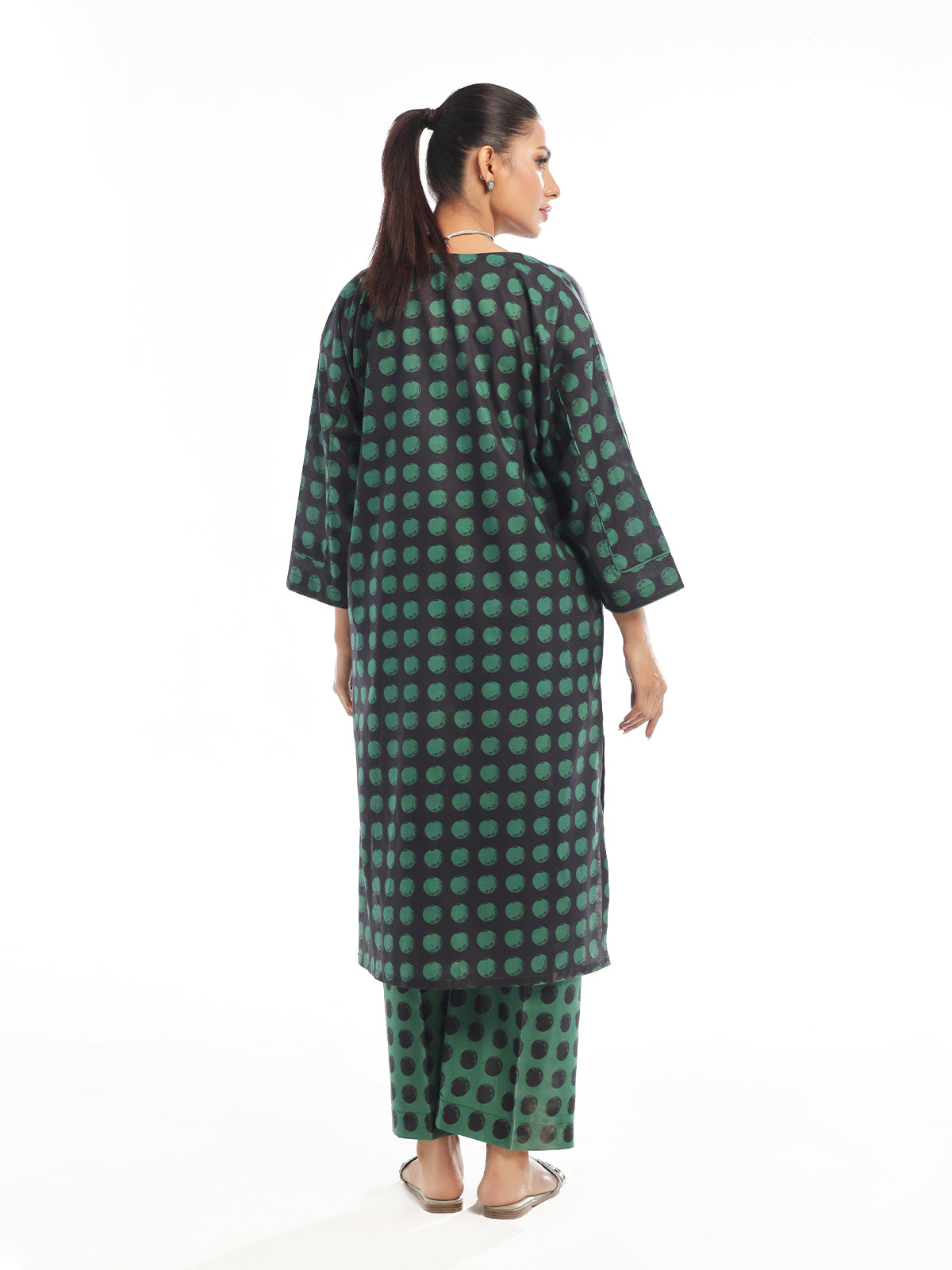 1PC Printed Unstitched Swiss Lawn Green - OLK-6192-A