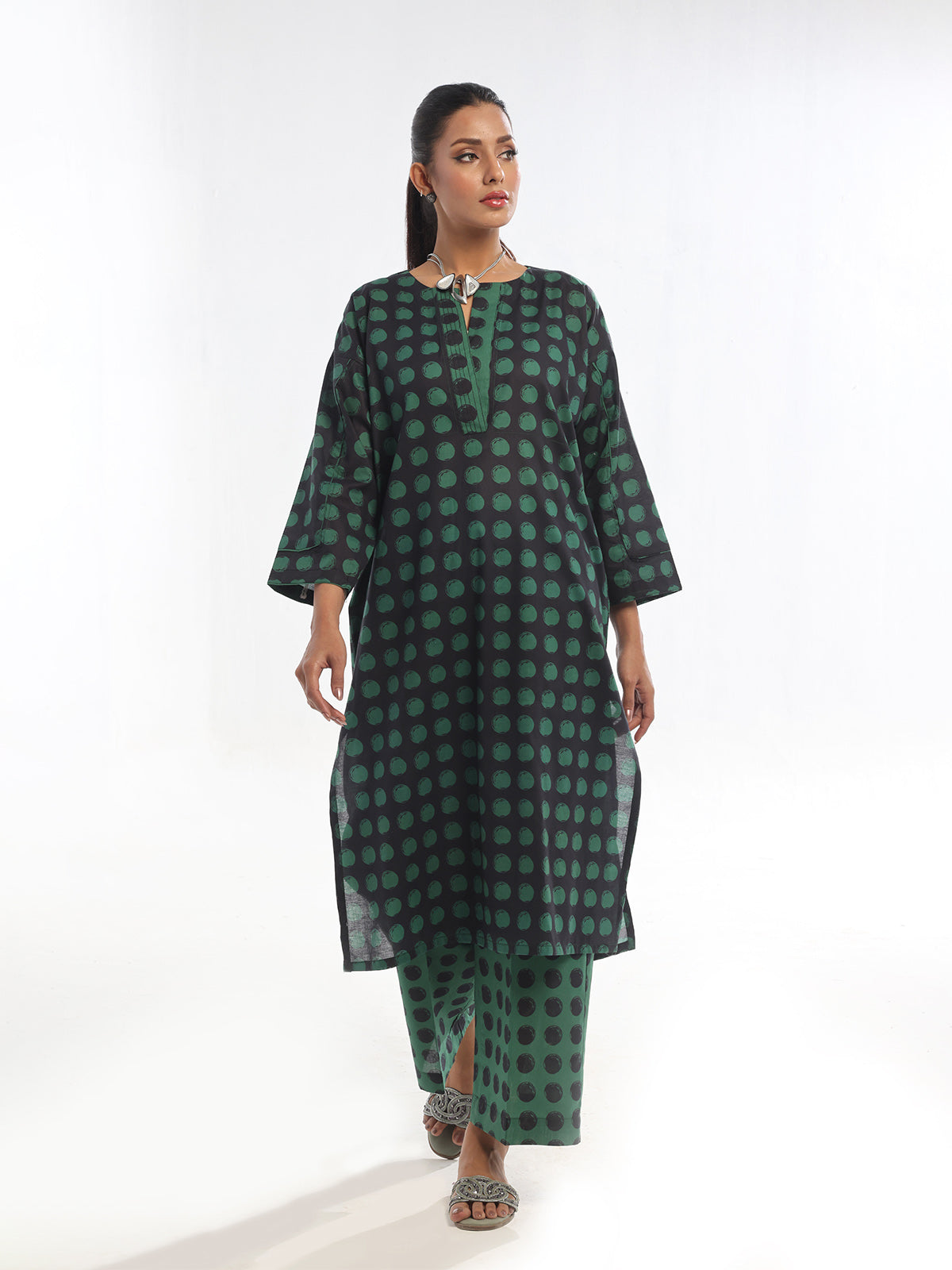 2PCs Printed Unstitched Swiss Lawn Green - OL2PT-6192-A