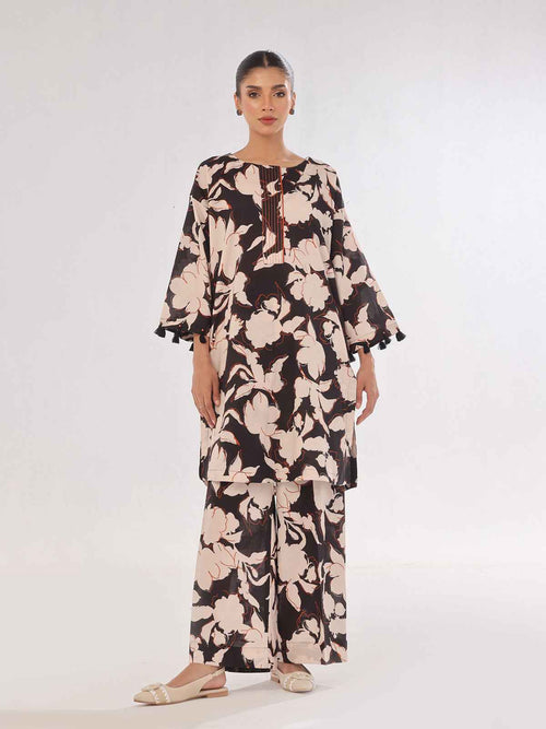 1Pc Printed Unstitched Kurti Swiss Lawn Black - OLK-6283-A
