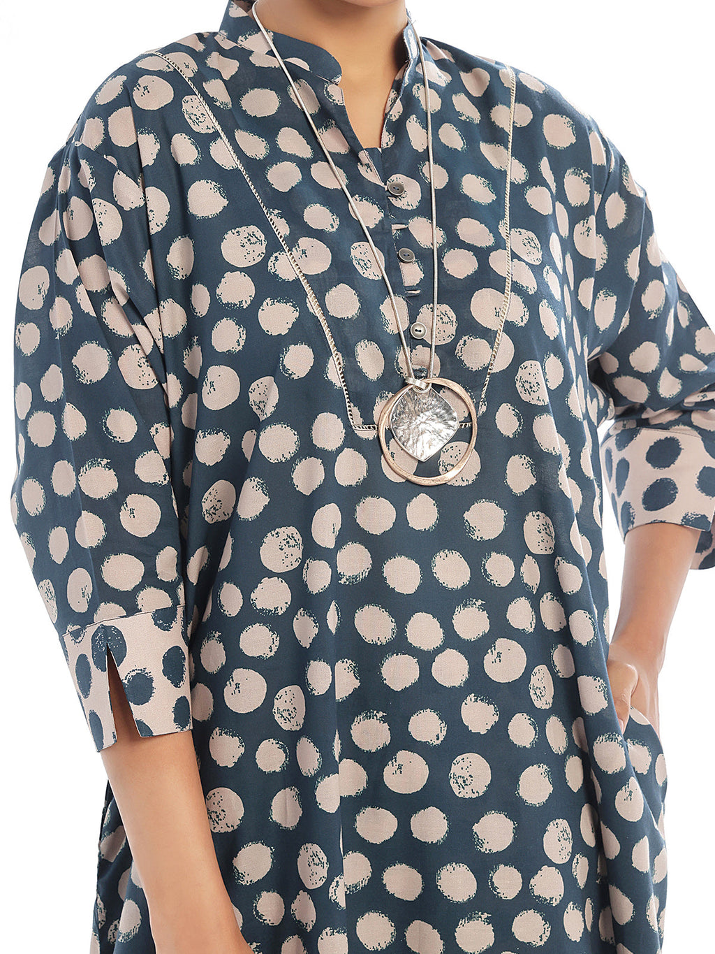 2PCs Printed Unstitched Swiss Lawn Beige & Blue - OL2PT-6292-A