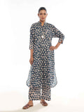 2Pc Printed Pret Shirt Trouser Swiss Lawn Beige & Blue - OW2P-2412019