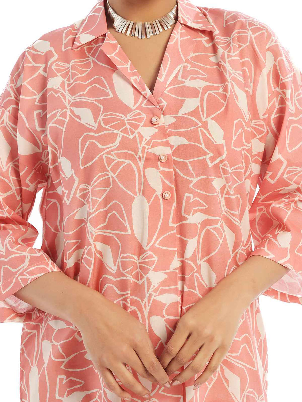 2Pc Printed Pret & Unstitched Shirt Trouser Swiss Lawn Peach