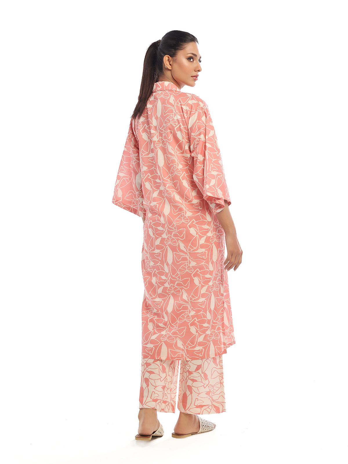 2Pc Printed Unstitched Swiss Lawn Peach - OL2PT-6298-A