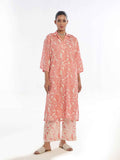 2Pc Printed Pret & Unstitched Shirt Trouser Swiss Lawn Peach