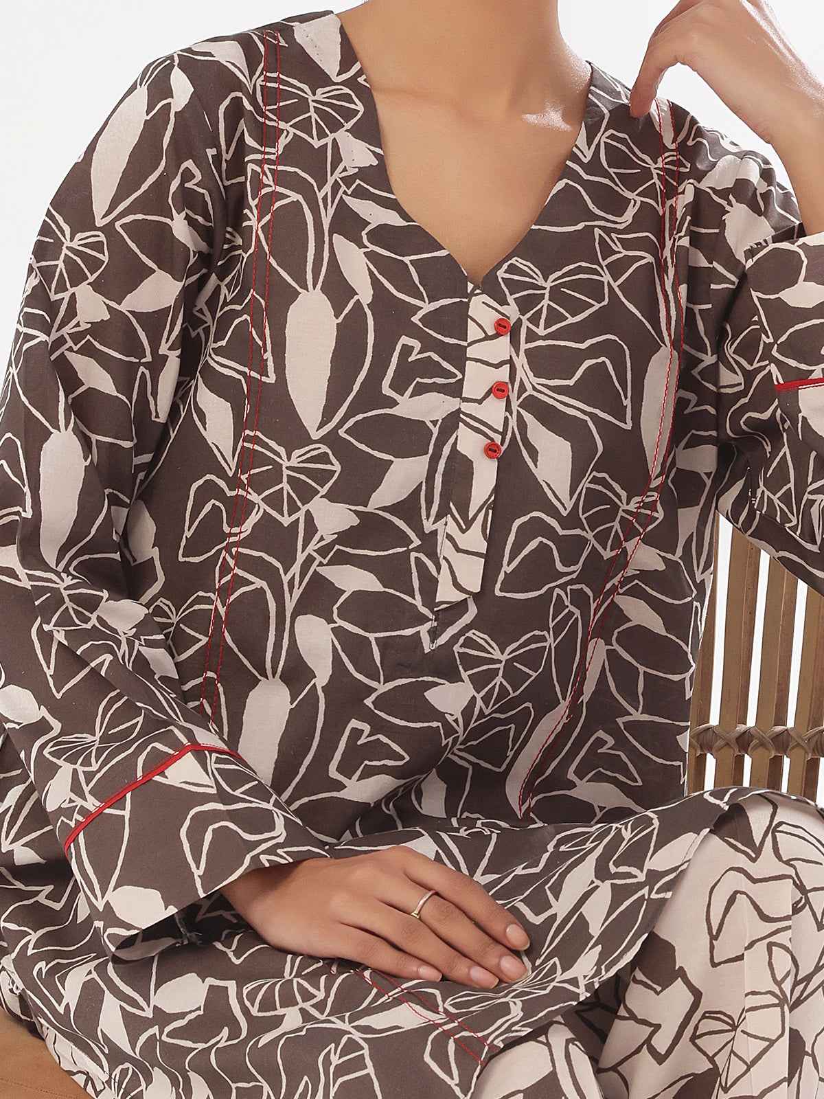 2Pc Printed Pret & Unstitched Shirt Trouser Swiss Lawn Grey