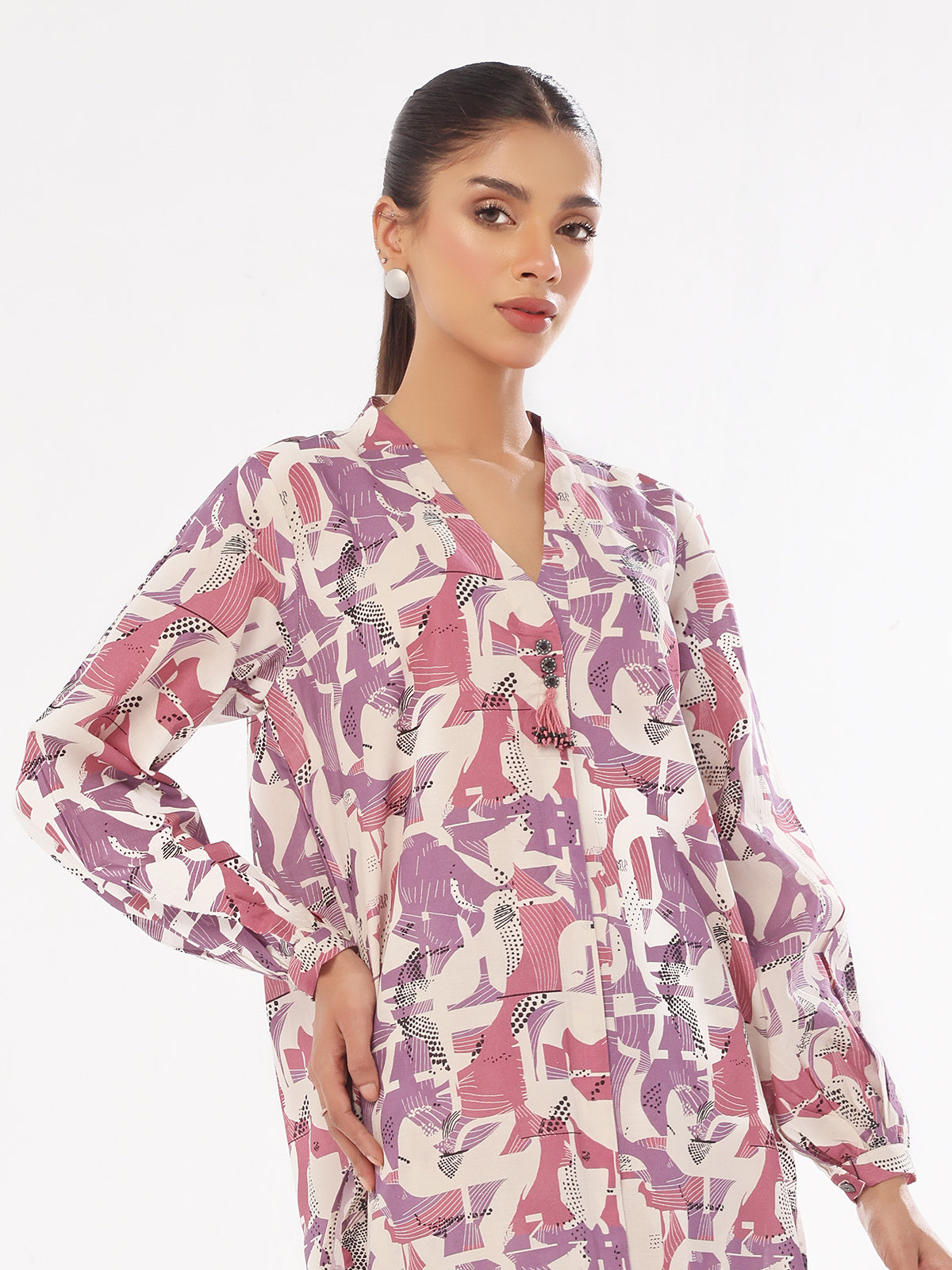 2Pc Printed Unstitched Swiss Lawn Purple - OL2PT-6306-A