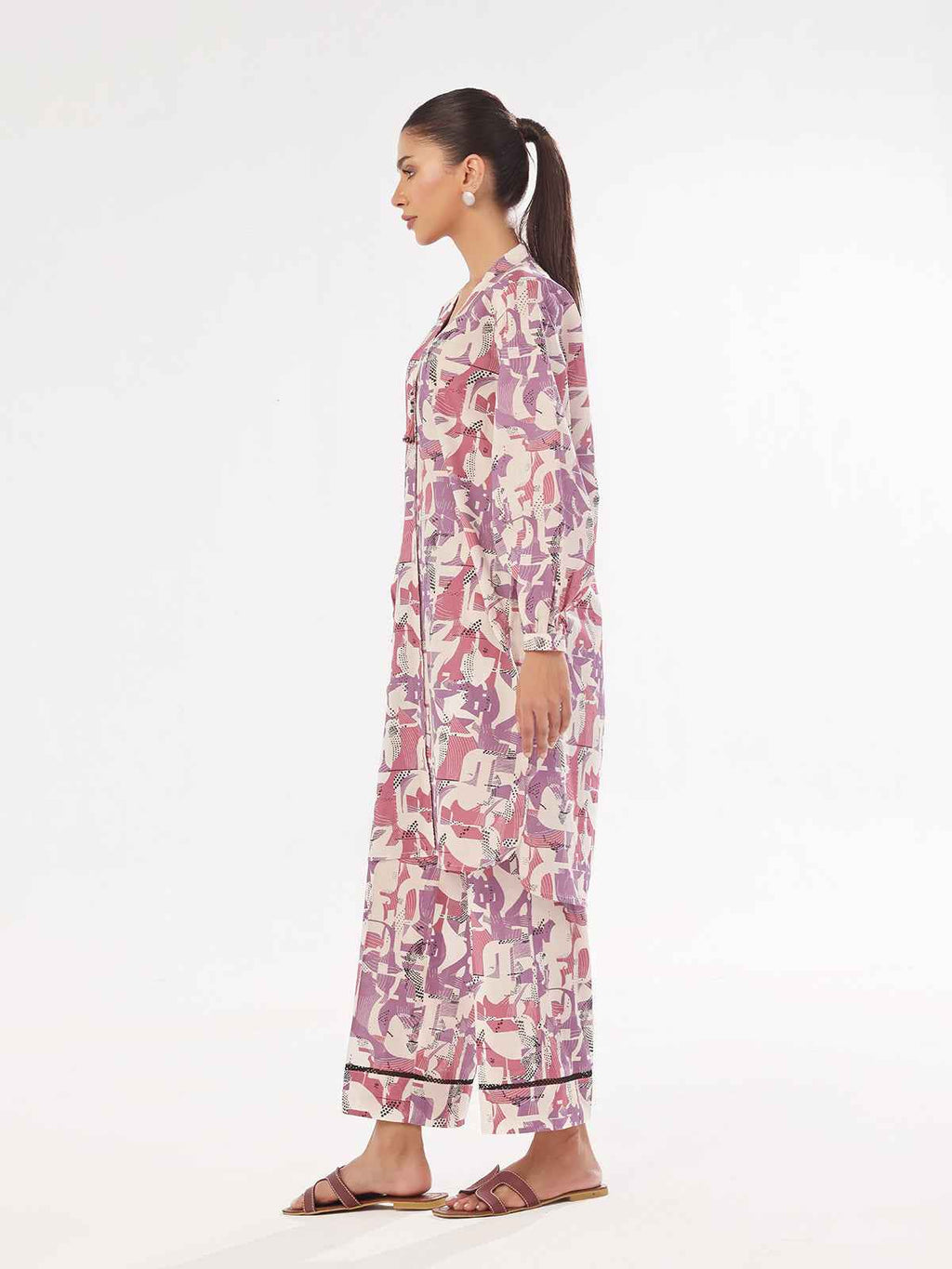 1Pc Printed Unstitched Kurti Swiss Lawn Purple - OLK-6306-A