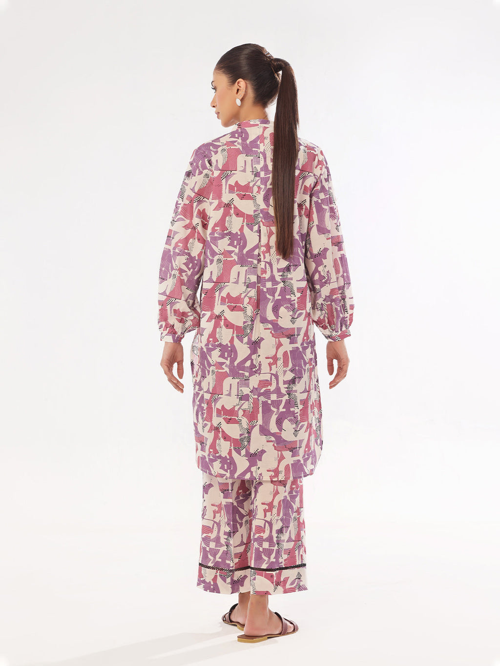 2Pc Printed Pret Shirt Trouser Swiss Lawn Purple - OW2P-2412001