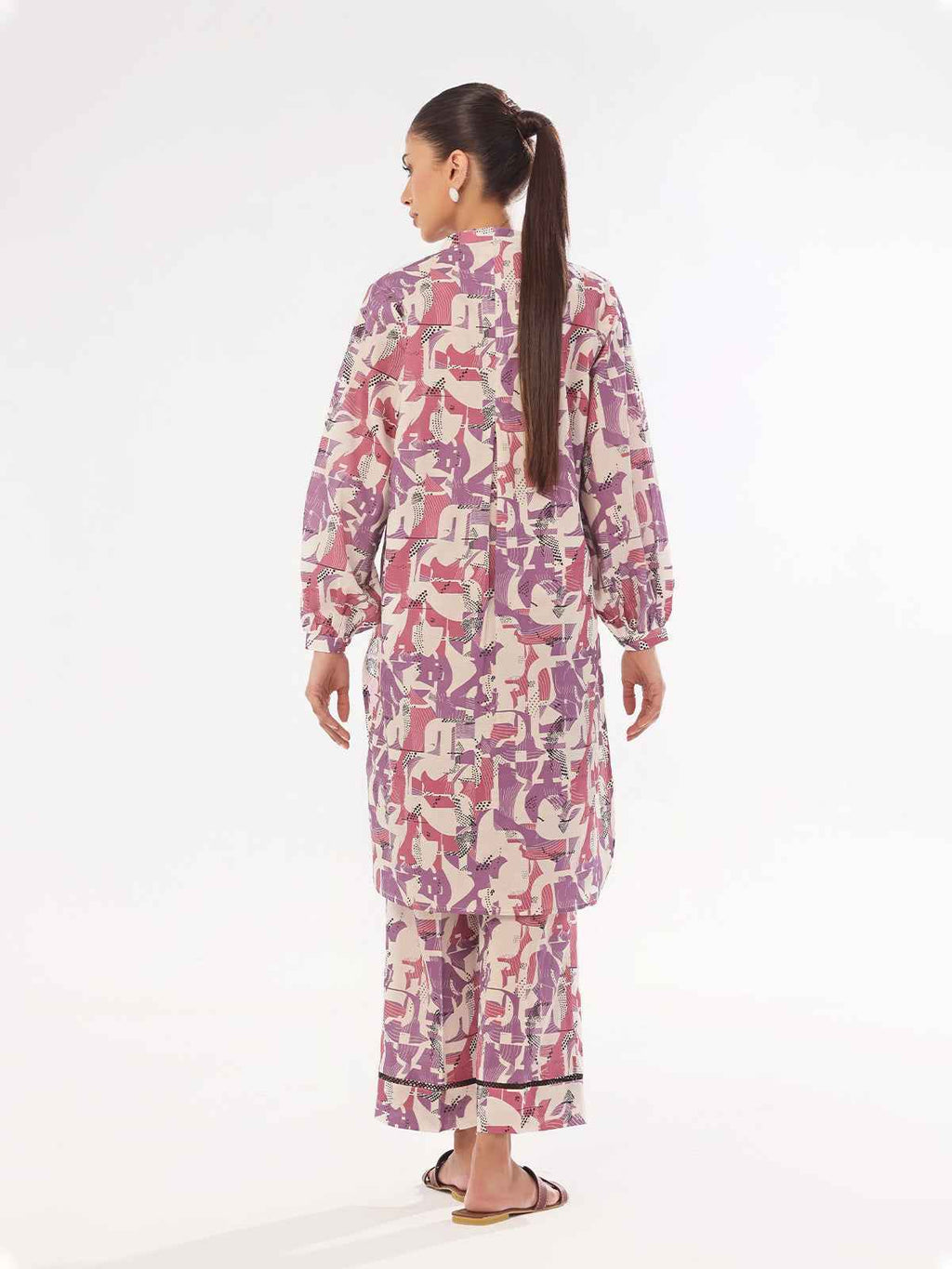 1Pc Printed Unstitched Kurti Swiss Lawn Purple - OLK-6306-A