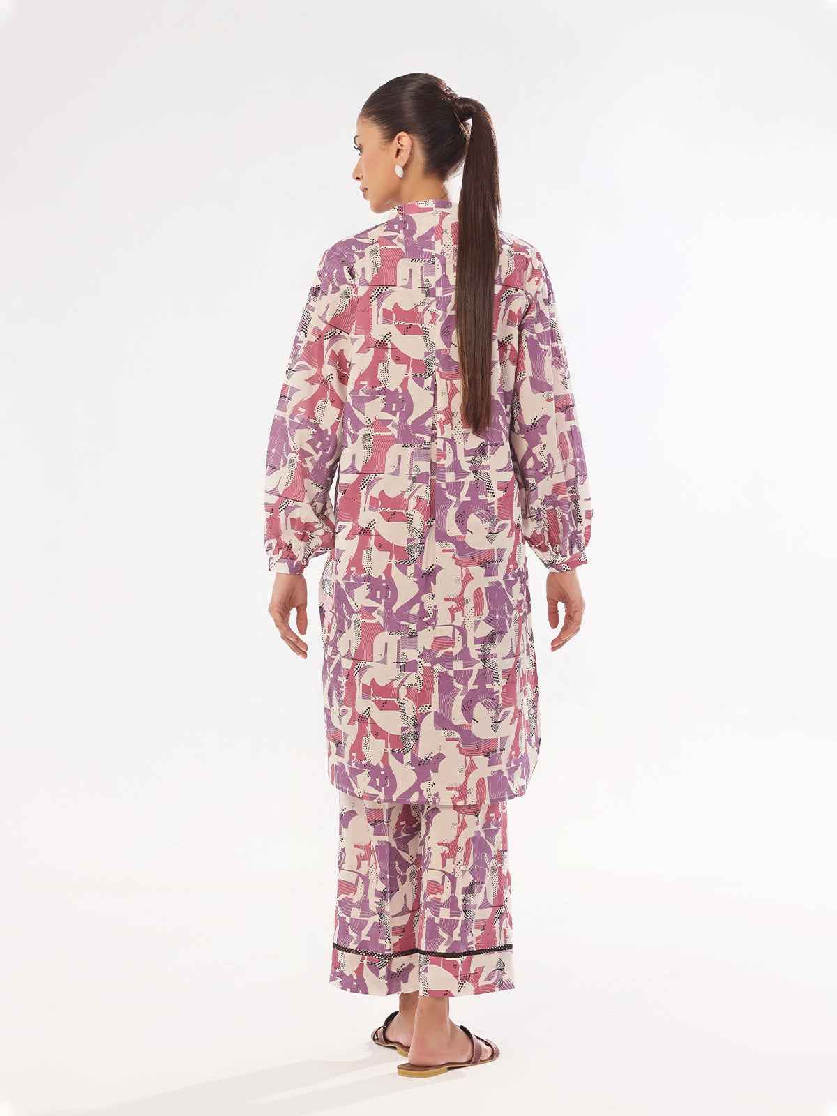 1Pc Printed Unstitched Kurti Swiss Lawn Purple - OLK-6306-A