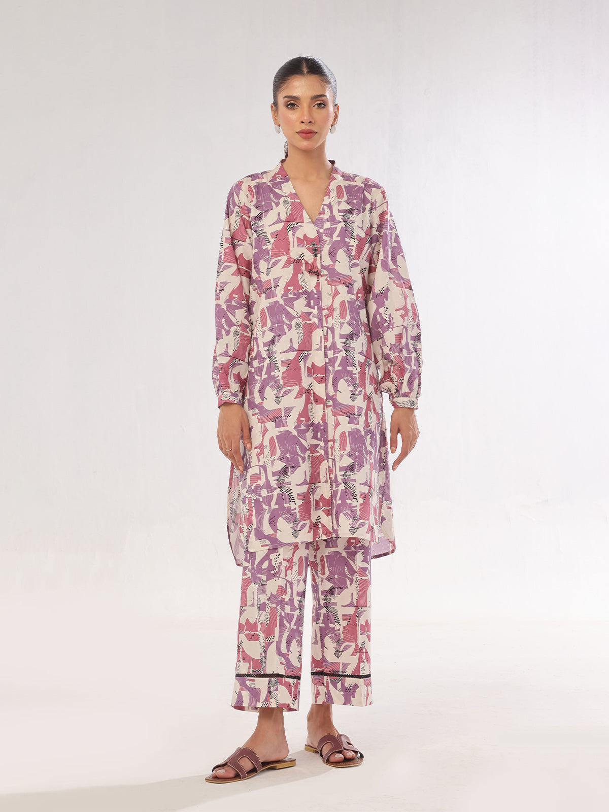 2Pc Printed Unstitched Swiss Lawn Purple - OL2PT-6306-A