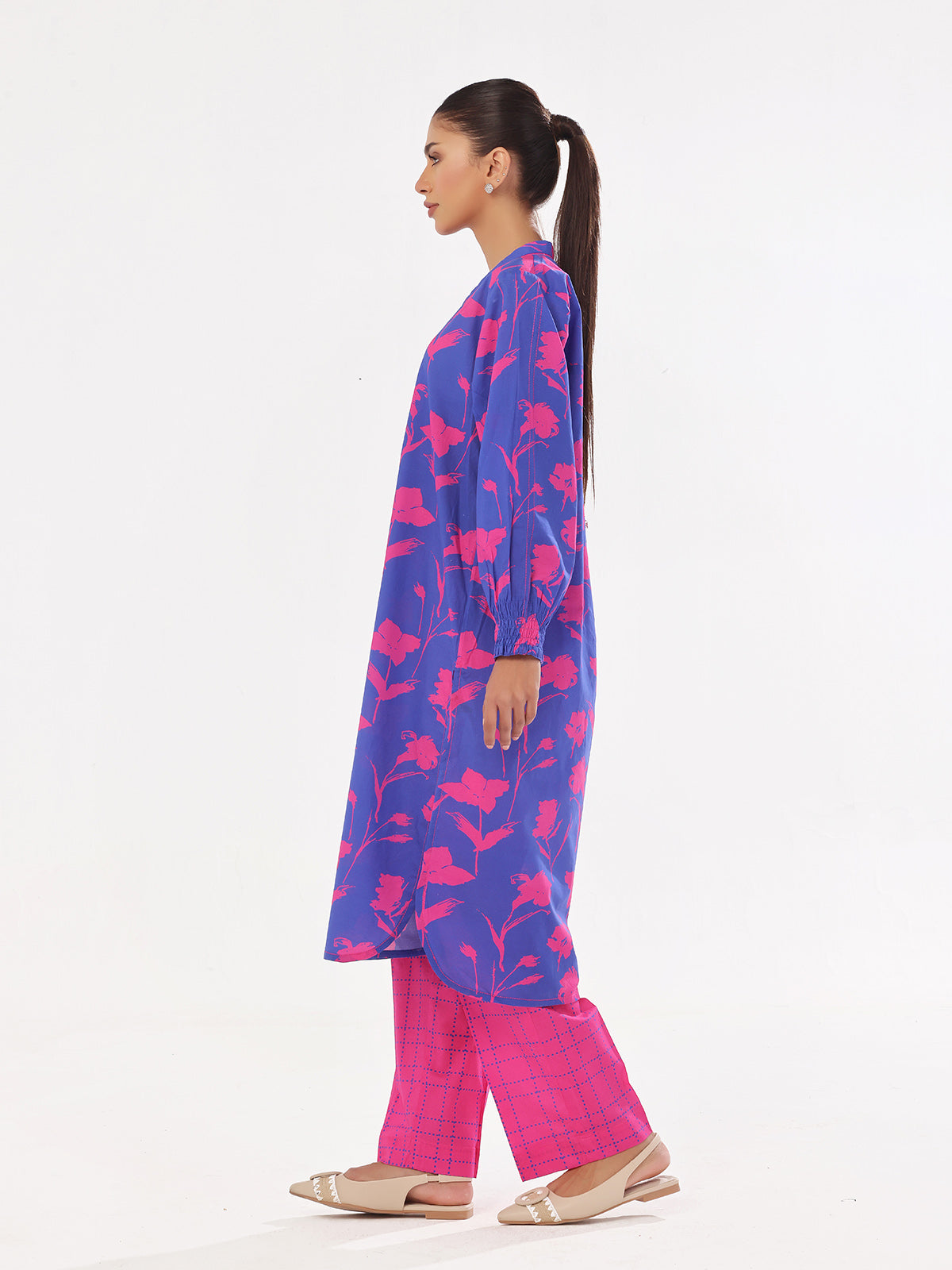 2Pc Printed Pret Shirt Trouser Swiss Lawn Pink - OW2P-2412011