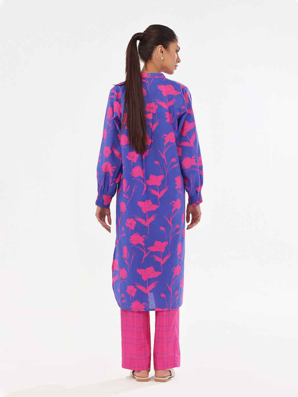 2Pc Printed Pret & Unstitched Shirt Trouser Swiss Lawn Pink
