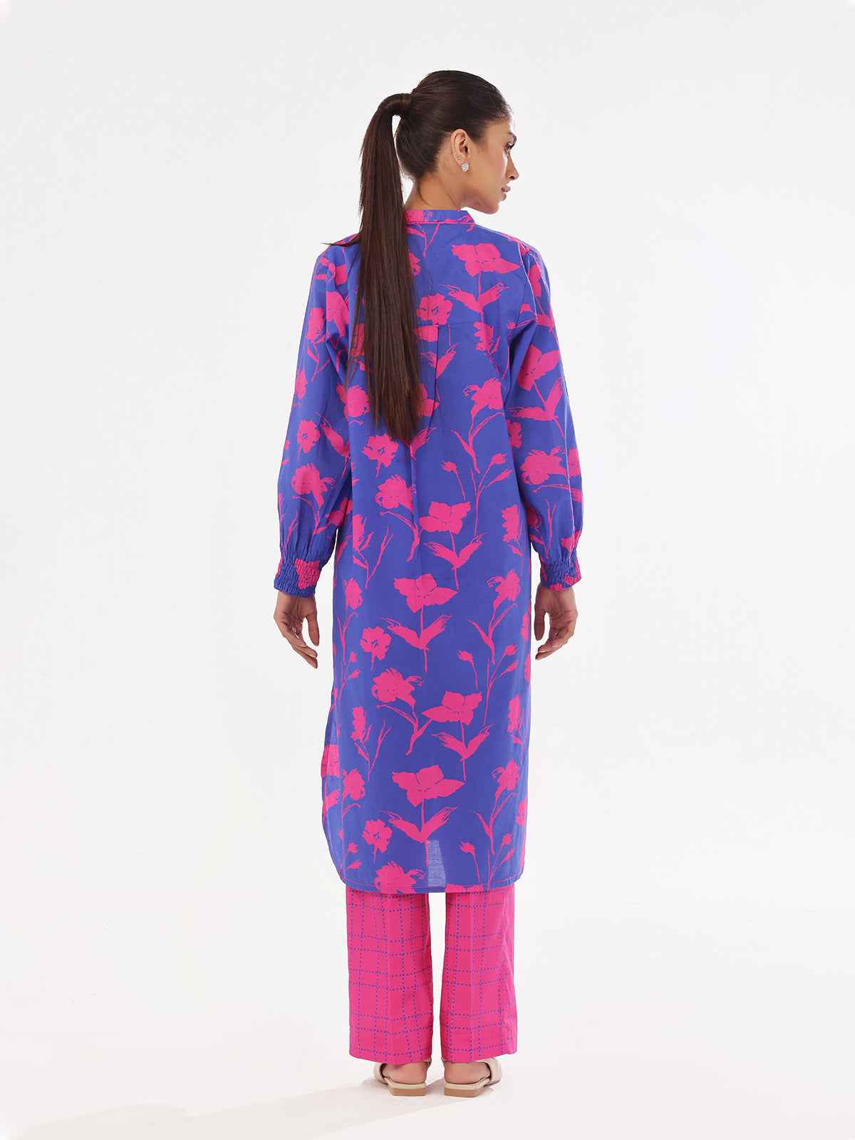 2Pc Printed Pret & Unstitched Shirt Trouser Swiss Lawn Pink