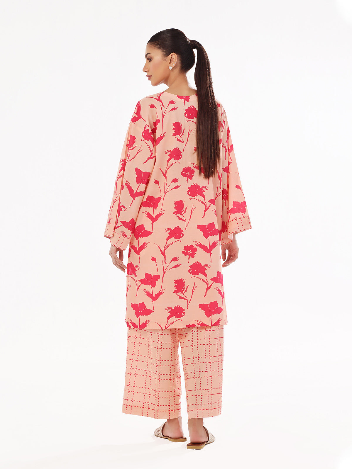 2Pc Printed Pret Shirt Trouser Swiss Lawn Peach - OW2P-2412005