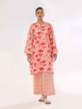 2Pc Printed Pret & Unstitched Shirt Trouser Swiss Lawn Peach
