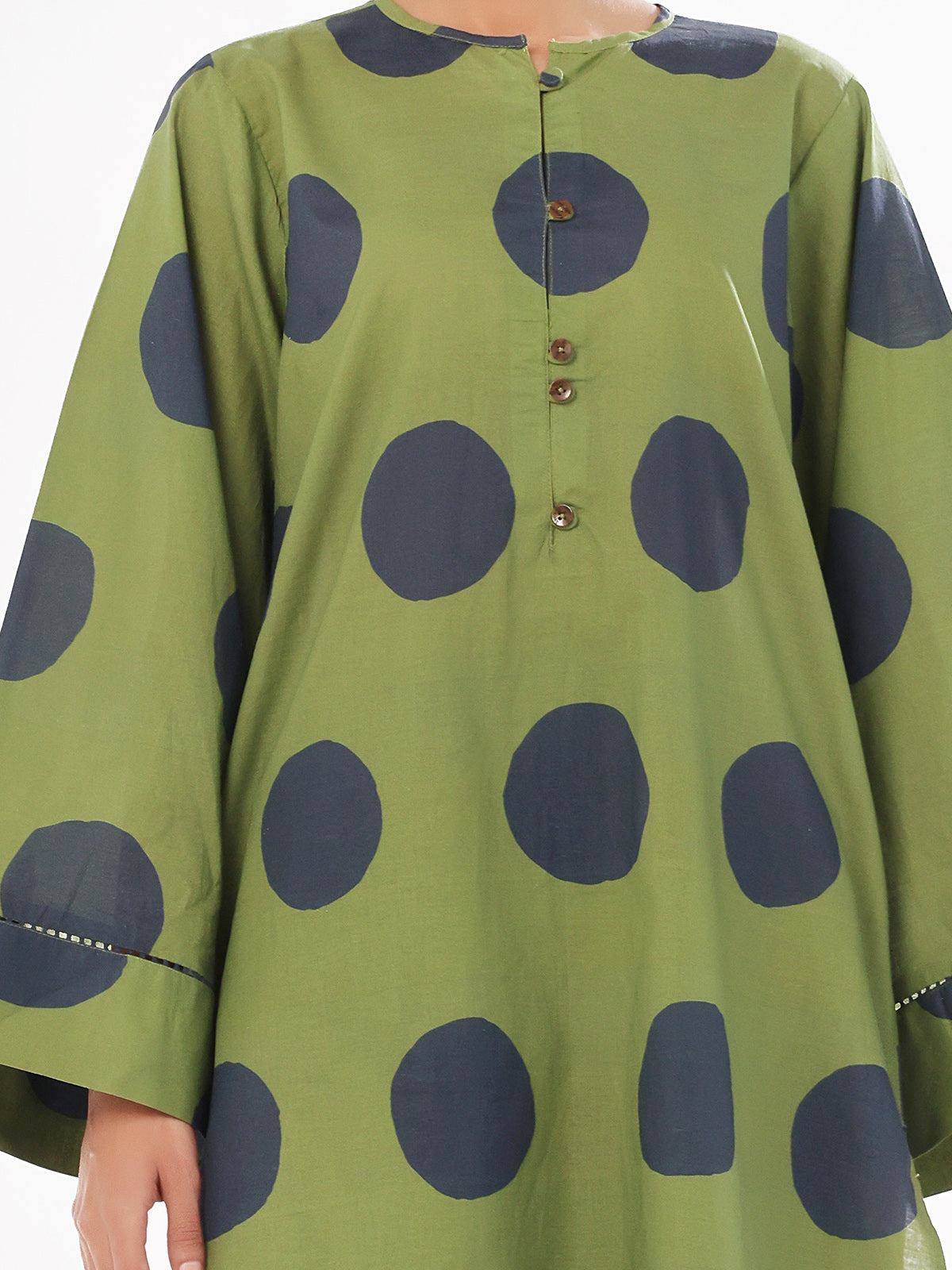 2Pc Printed Pret & Unstitched Shirt Trouser Swiss Lawn Green