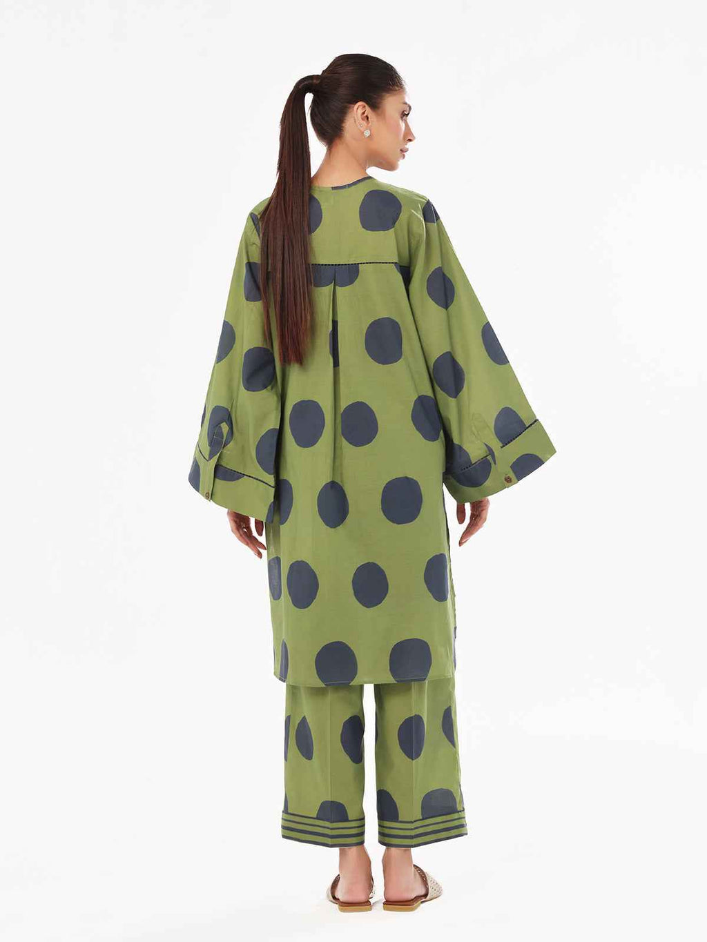 2Pc Printed Pret & Unstitched Shirt Trouser Swiss Lawn Green
