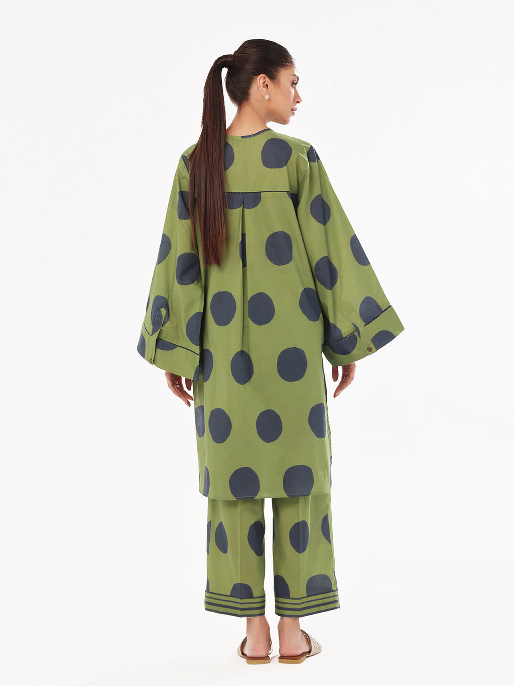 2Pc Printed Pret Shirt Trouser Swiss Lawn Green - OW2P-2412004
