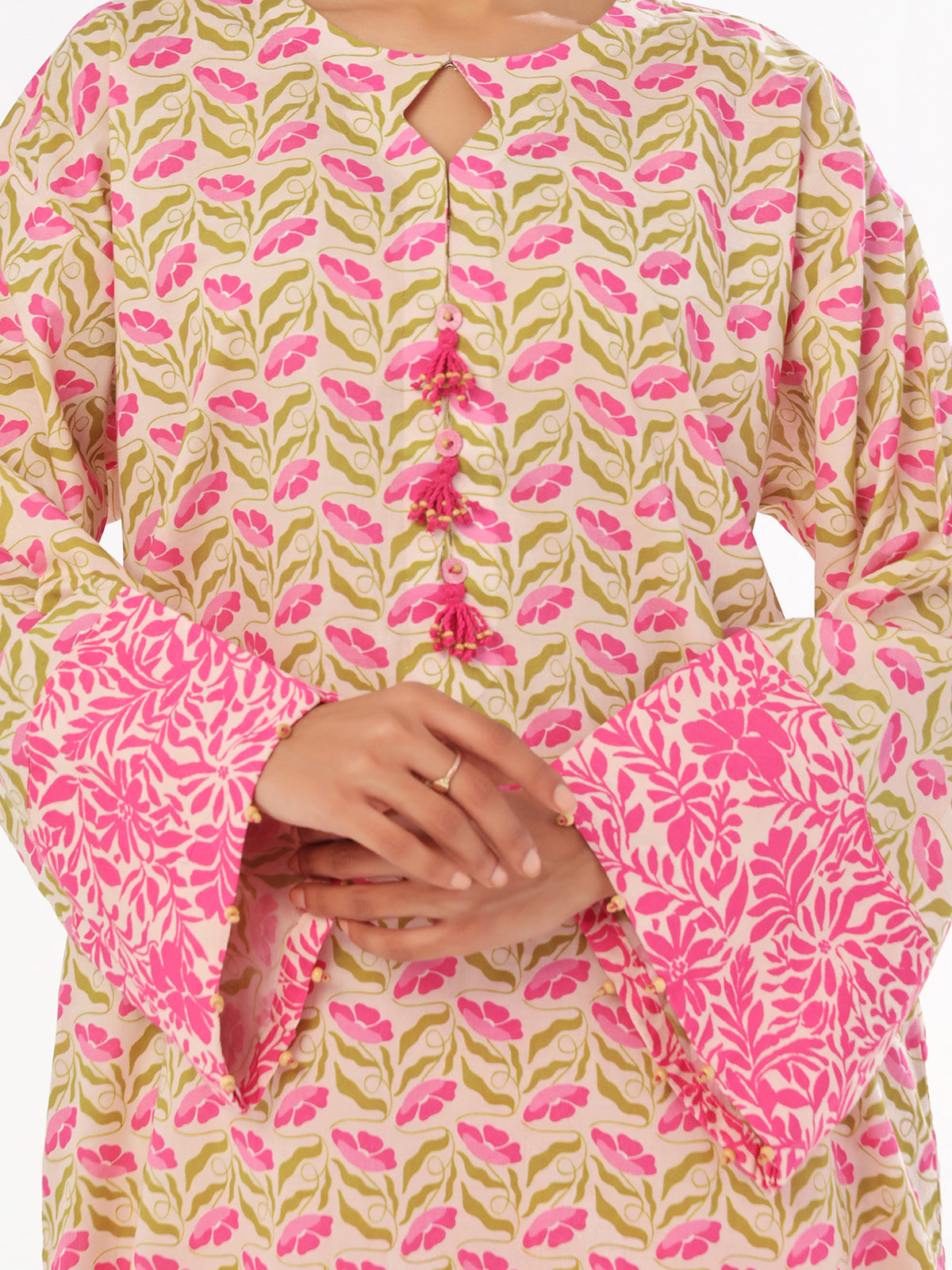 2Pc Printed Unstitched Lawn Pink - OL2PT-6325-A