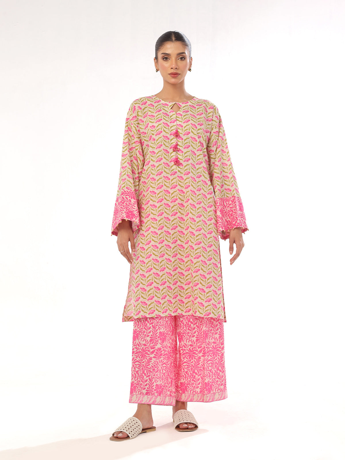 2Pc Printed Unstitched Lawn Pink - OL2PT-6325-A