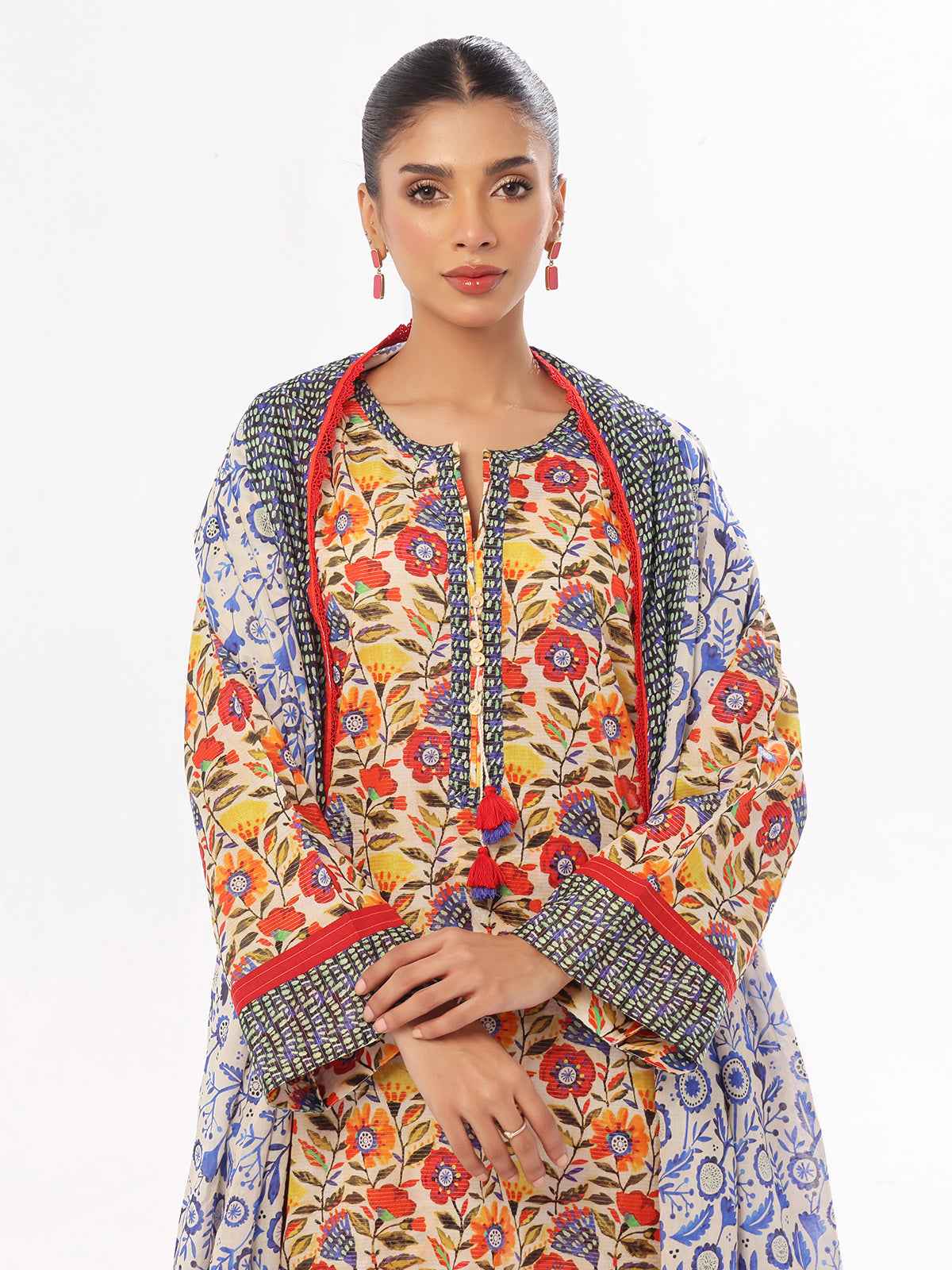 3Pc Printed Pret & Unstitched Suit Masoori Lawn Blue