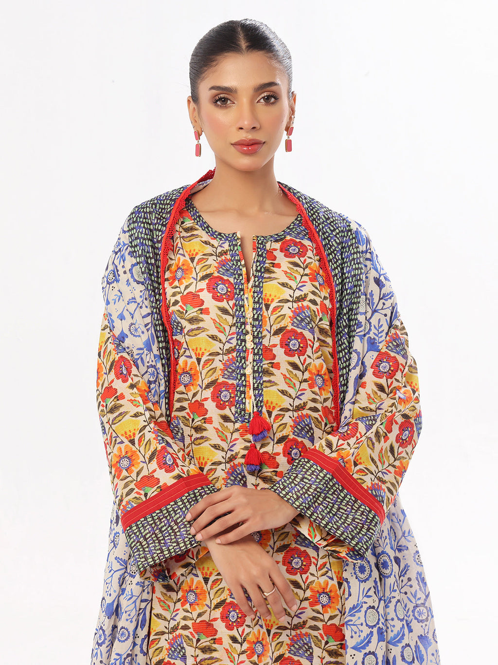 3Pc Printed Pret Suit Masoori Lawn Blue - OW3P-2412030