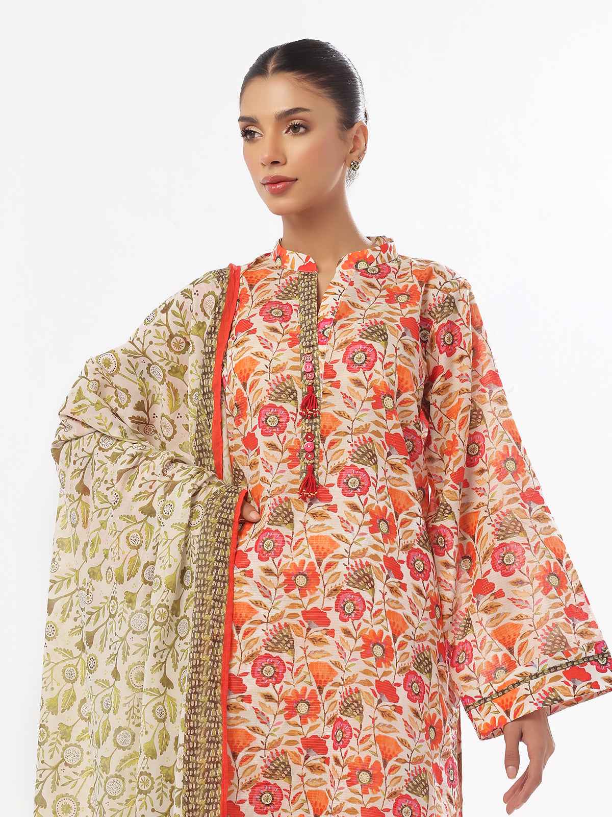 3Pc Printed Pret & Unstitched Suit Masoori Lawn Green