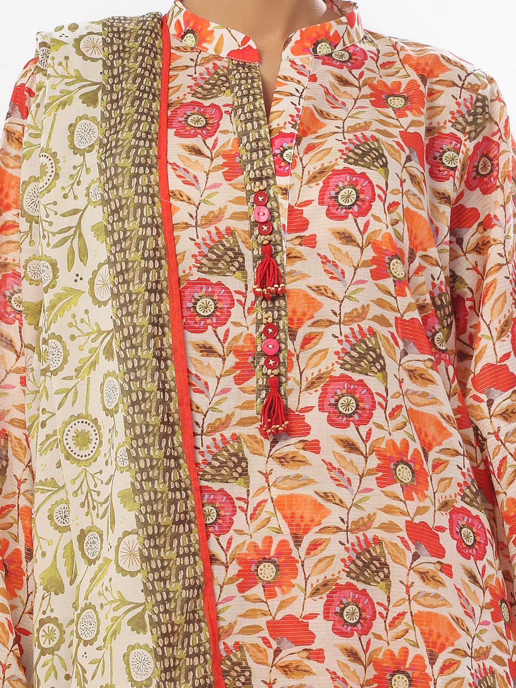 3Pc Printed Pret Suit Masoori Lawn Green - OW3P-2412029