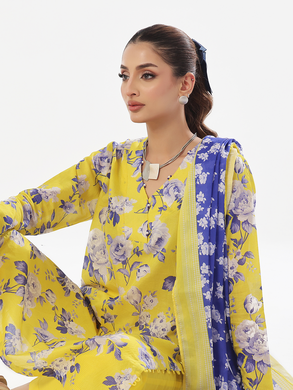 3Pc Printed Pret Suit Masoori Lawn Yellow - OW3P-2412036