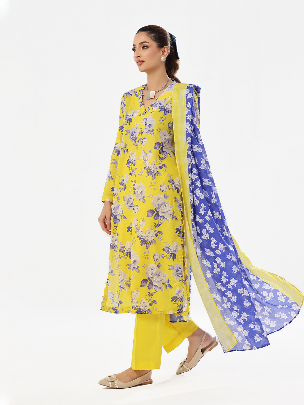 3Pc Printed Pret Suit Masoori Lawn Yellow - OW3P-2412036
