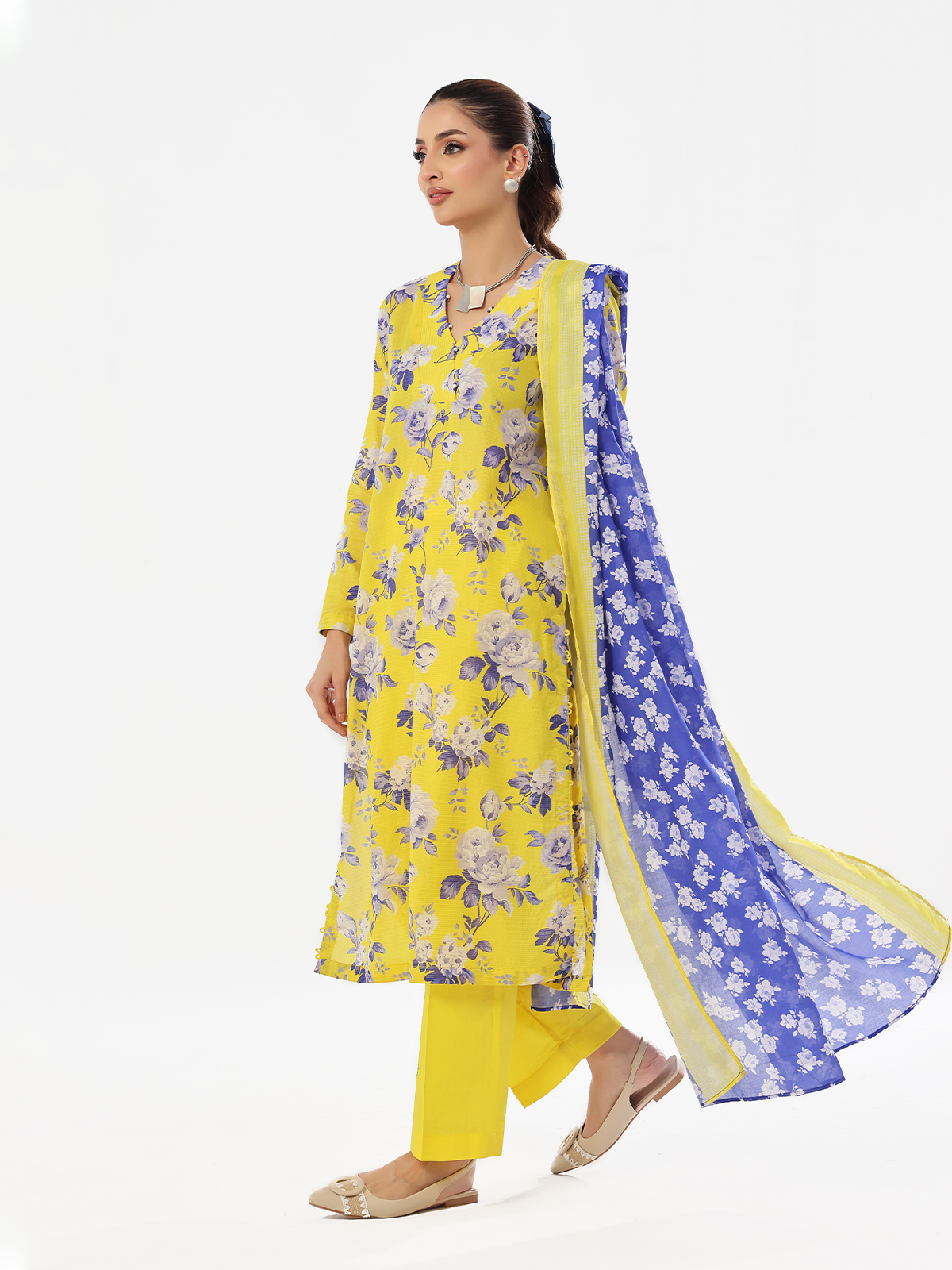3Pc Printed Pret Suit Masoori Lawn Yellow - OW3P-2412036