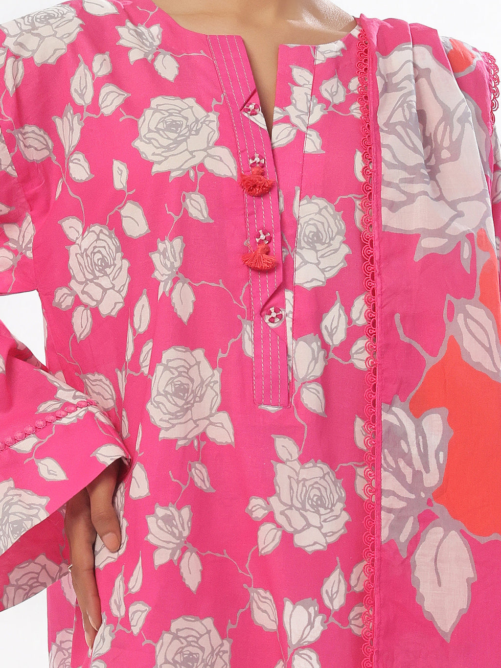 2Pc Printed Pret Shirt & Trouser Swiss Lawn Pink - OW2P-2412032