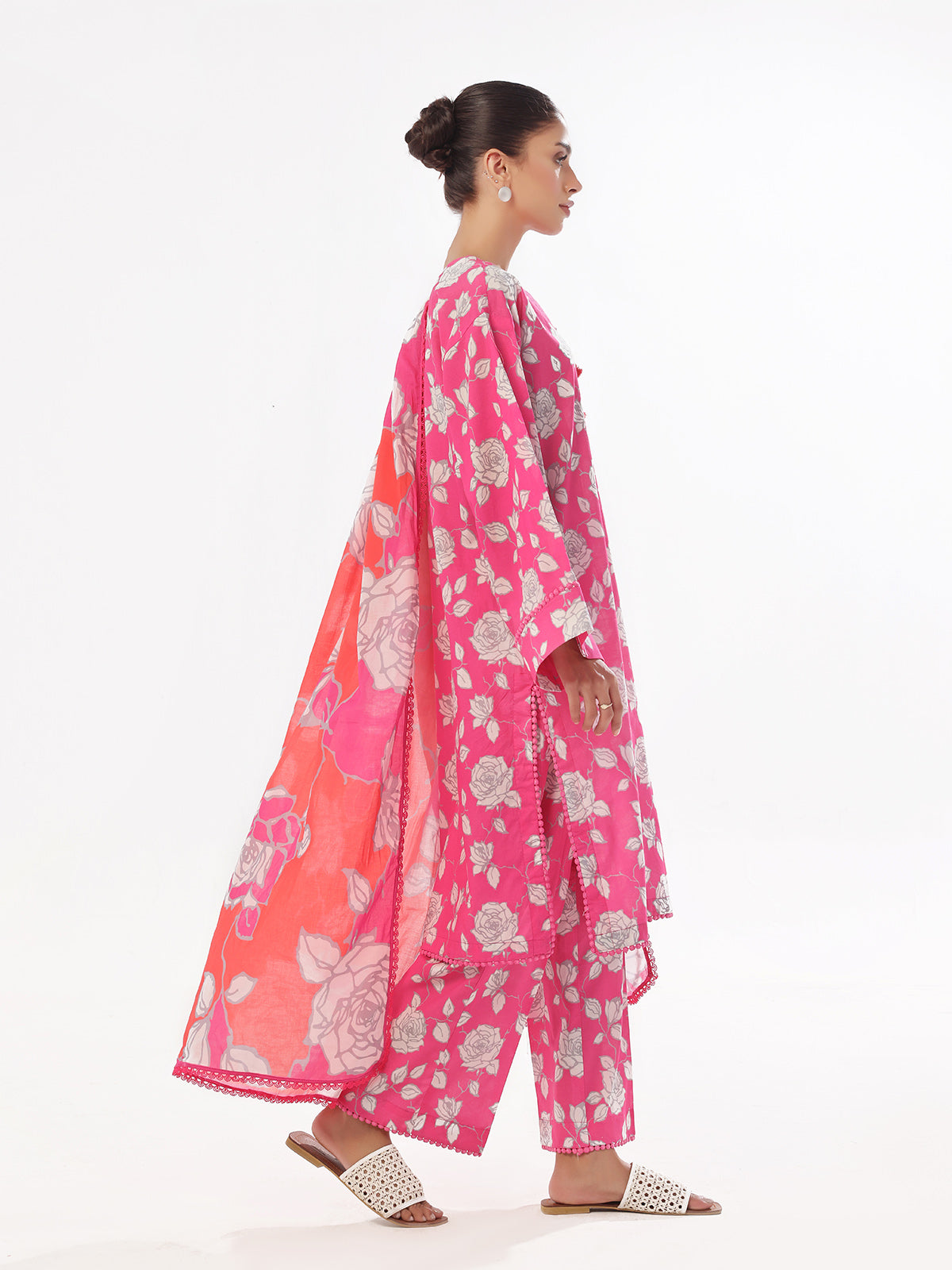 2Pc Printed Pret Shirt & Trouser Swiss Lawn Pink - OW2P-2412032