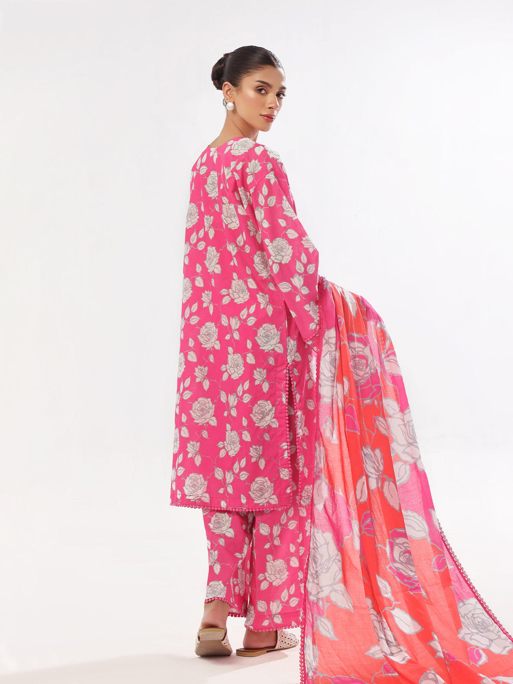 2Pc Printed Pret Shirt & Trouser Swiss Lawn Pink - OW2P-2412032
