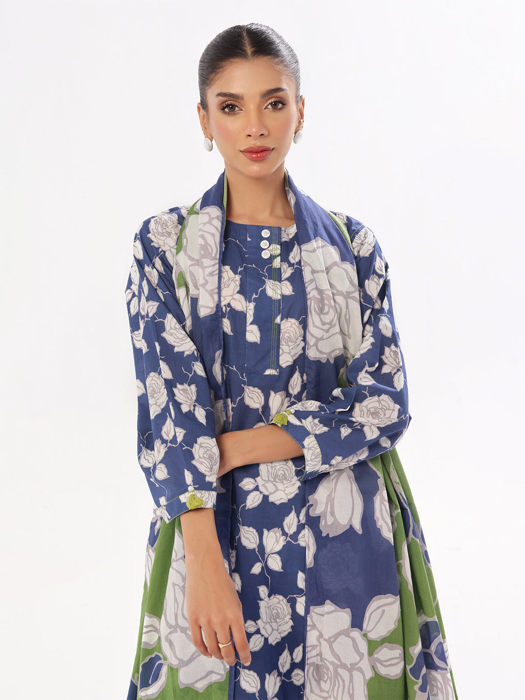 3Pc Printed Pret Suit Swiss Lawn Blue - OW3P-2412031